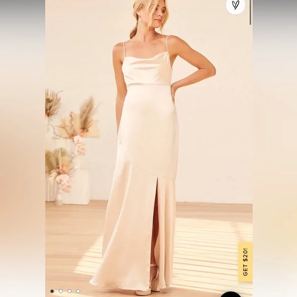 Lulus | Dresses | Champagne Satin Maxi Dress | Poshmark